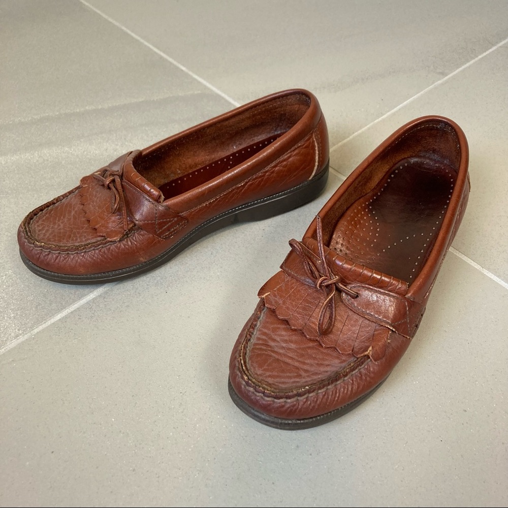 SAS Brown Leather Slip-On Loafers Comfort Shoes Women’s Size 6.5W